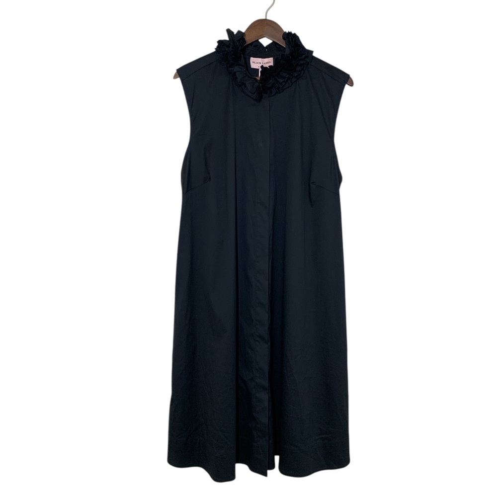 Chico's Sleeveless Black Ruffle-Neck Shift Dress
